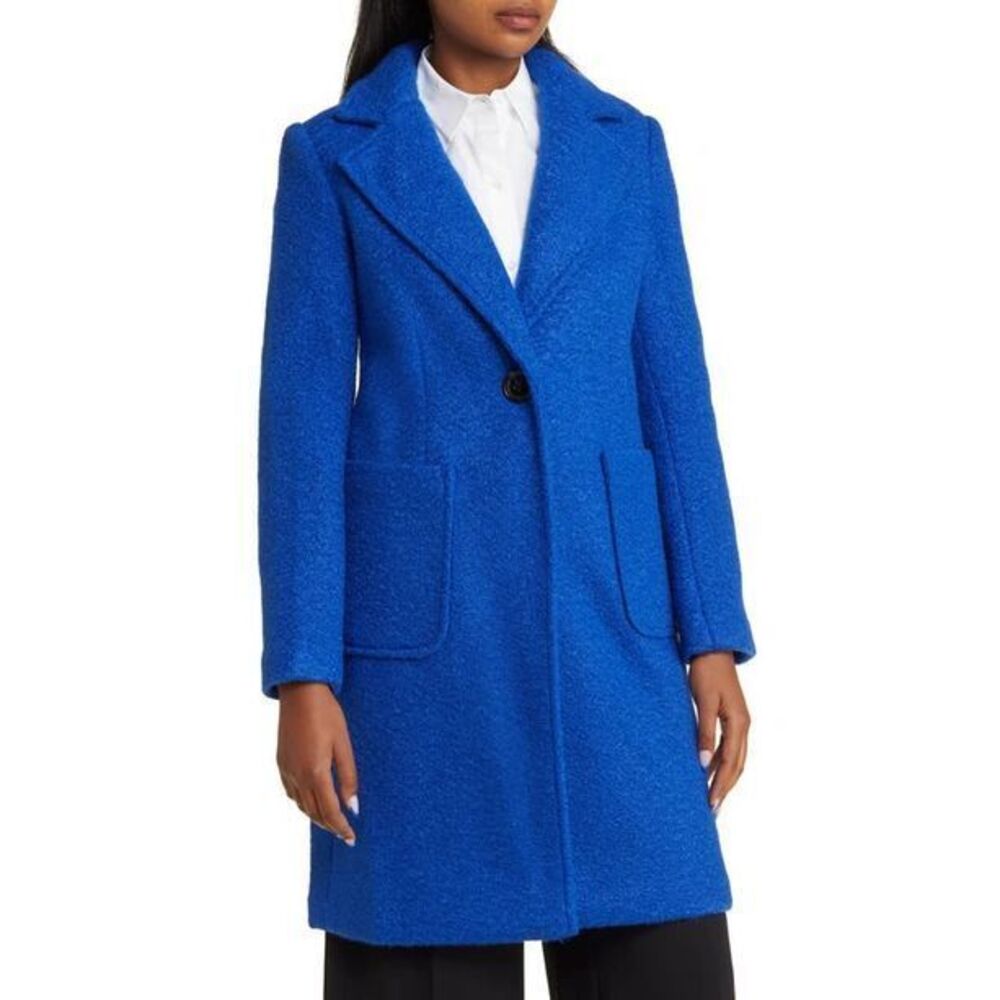 Sam Edelman Sz 0 Vibrant‎ Blue Wool Blend Single-Button Coat NWOT MSRP $200